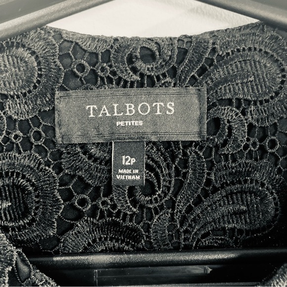 TALBOTS Sz 12 P Brocade Venice Lace Paisley Pattern Knee Length Overcoat Jacket - Picture 2 of 13